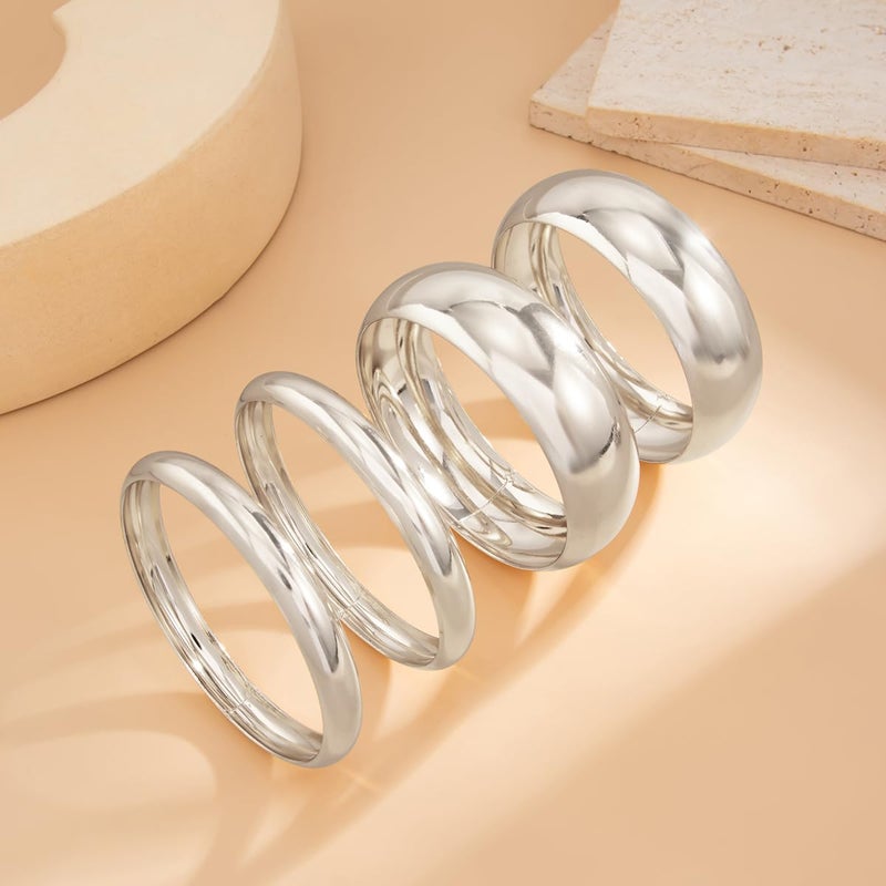 Bowdcvy Chunky Gold Bangle Bracelets for Women Stack Trendy Silver Wide Wrist Statement Cuff Bracelet Arm Cuffs Upper Bangle Fashion Jewelry Gift Accessories - Image 4